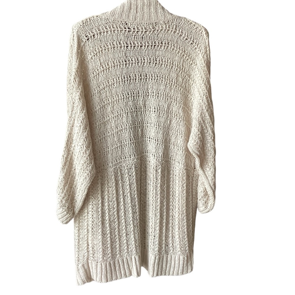 Eddie Bauer Cream Open-Front 100% Linen Knit Sweater Cardigan Women’s Size XL - Picture 8 of 16